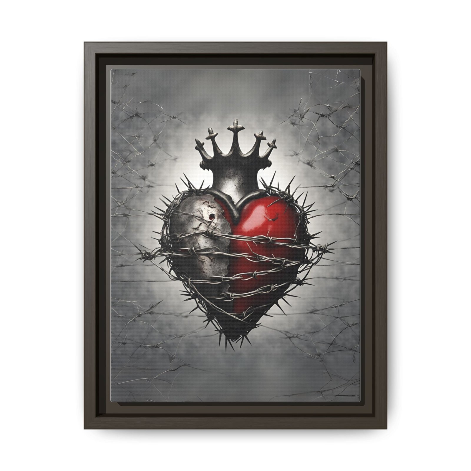 IS_1455 Gothic Crowned Heart Matte Canvas FRAMED 9x12" - Image 5