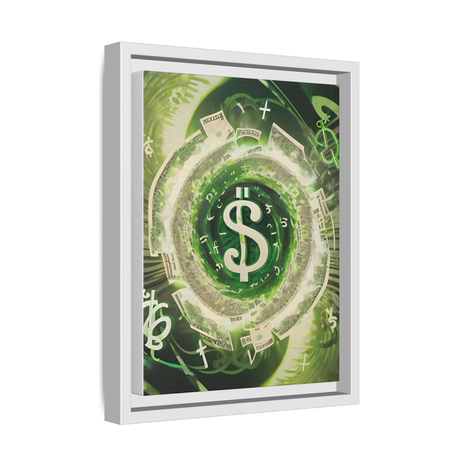 IS_ Green Money Symbol Matte Canvas FRAMED 9x12" - Image 2