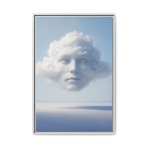 IS_6912 Surreal Cloud Face Framed Matte Canvas Print — Dreamy Sky Wall Art