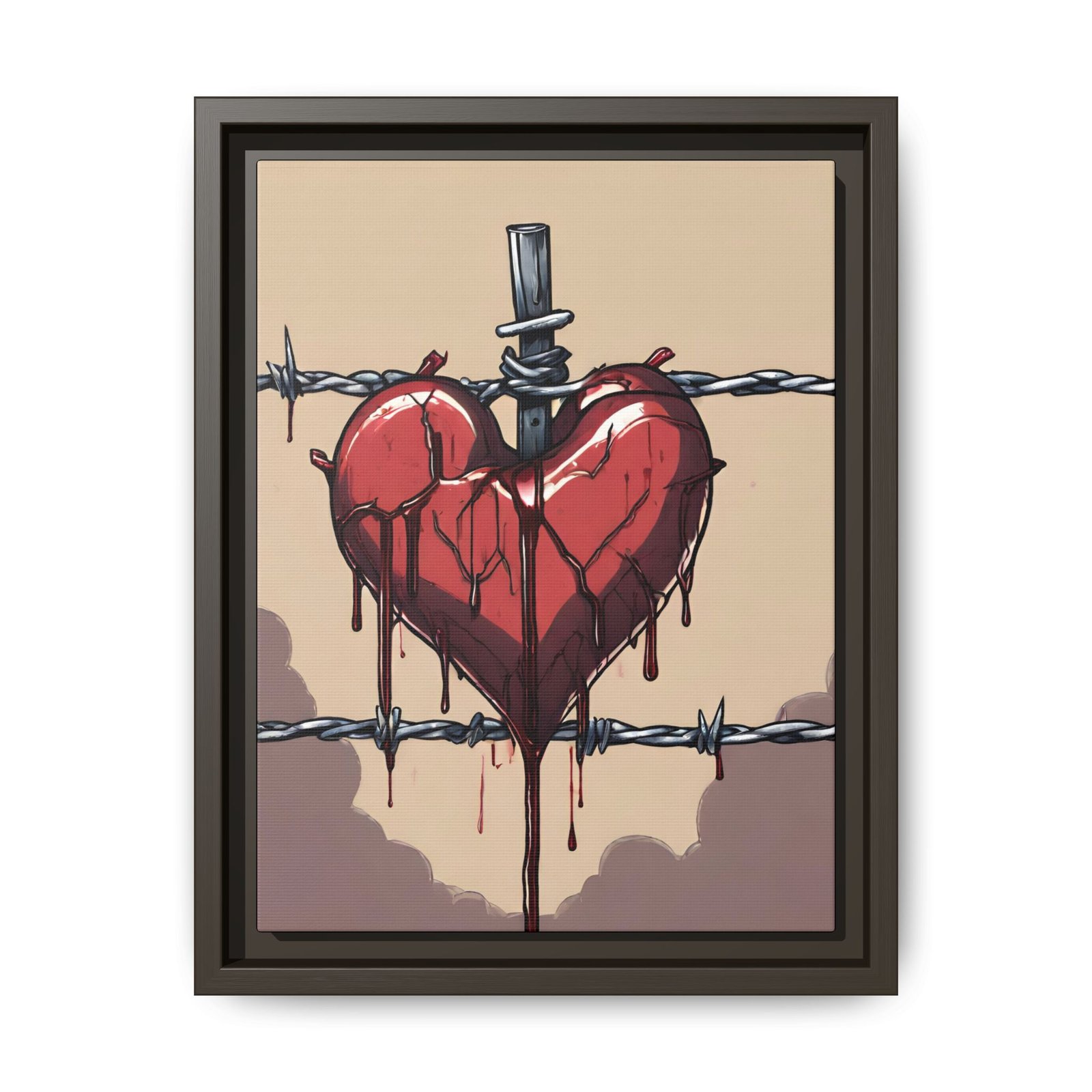 IS_1276 Heart on Barbed Wire Matte Canvas FRAMED 9x12" - Image 6