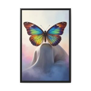 IS_6909 Rainbow Butterfly Framed Canvas Print — Surreal Nature Wall Art