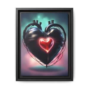 IS_1562 Neon Cyber Heart Matte Canvas  FRAMED 9x12"
