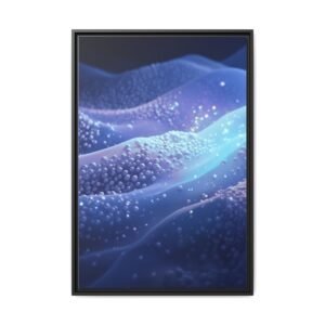 IS_6915 Framed Matte Canvas Art — Abstract Blue Wave Landscape