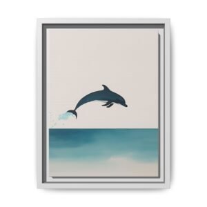 IS_4417 Minimal Dolphin Matte Canvas FRAMED 9x12"