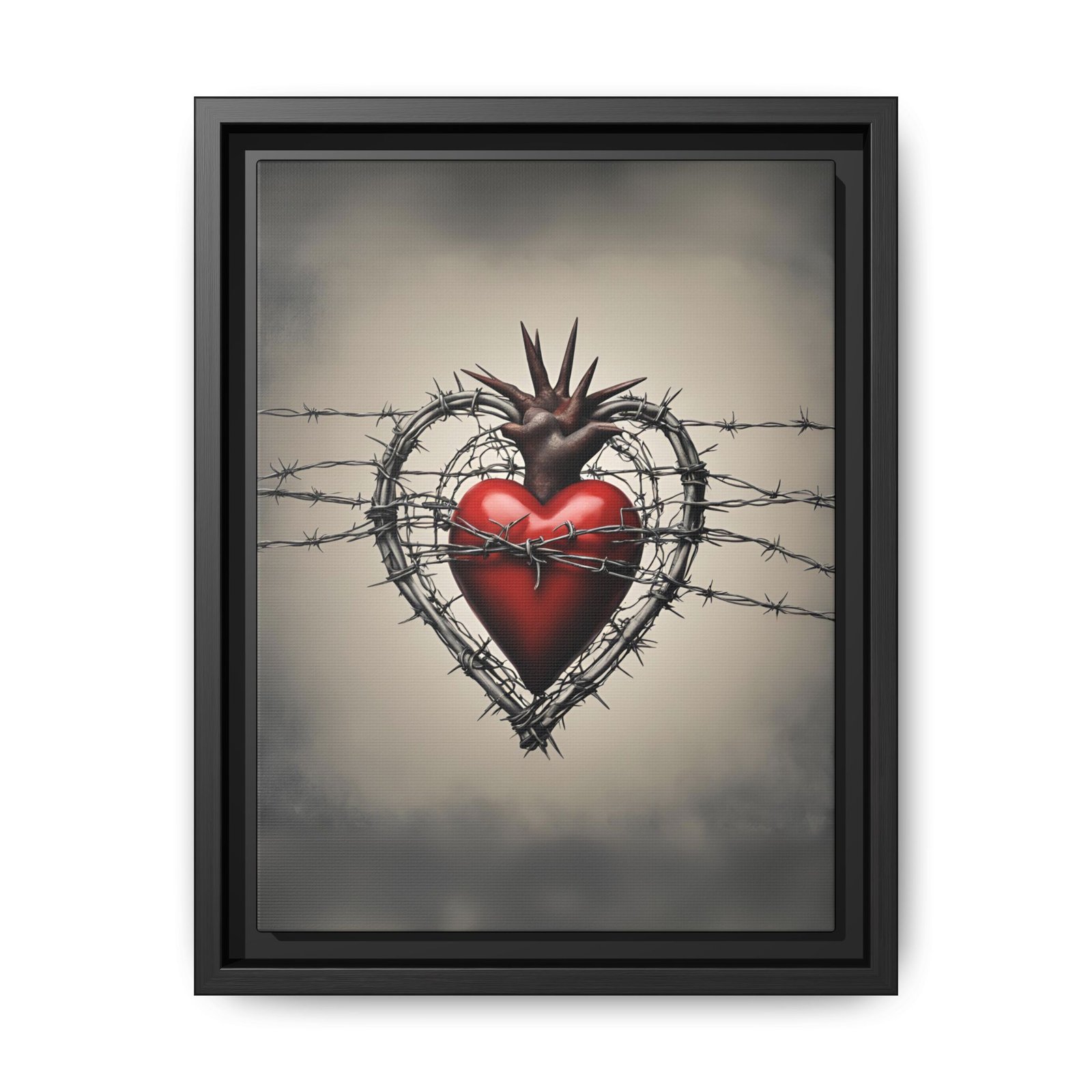 IS_1415 Sacred Heart Barbed Wire Matte Canvas FRAMED 9x12" - Image 5