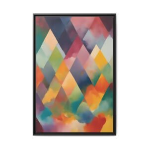 IS_4602 Abstract Rainbow Diamond Matte Canvas FRAMED 24x36"