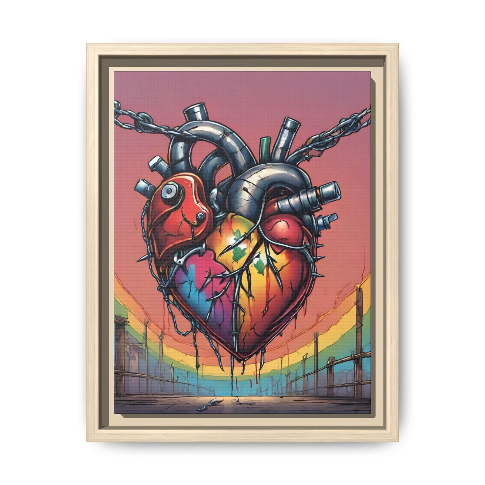 IS_1323 Rainbow Anatomical Heart Matte Canvas FRAMED 9x12" - Image 7