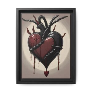 IS_1270 #2 Black Heart Matte Canvas Print, FRAMED 9x12"