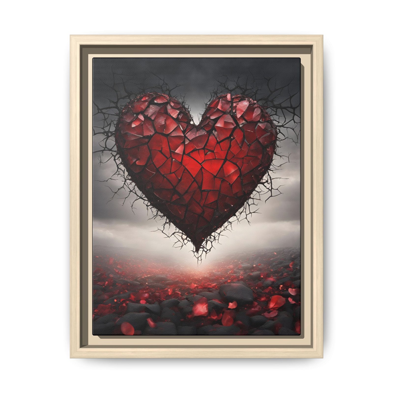 IS_3783 Shattered Red Heart Matte Canvas FRAMED 9x12" - Image 7