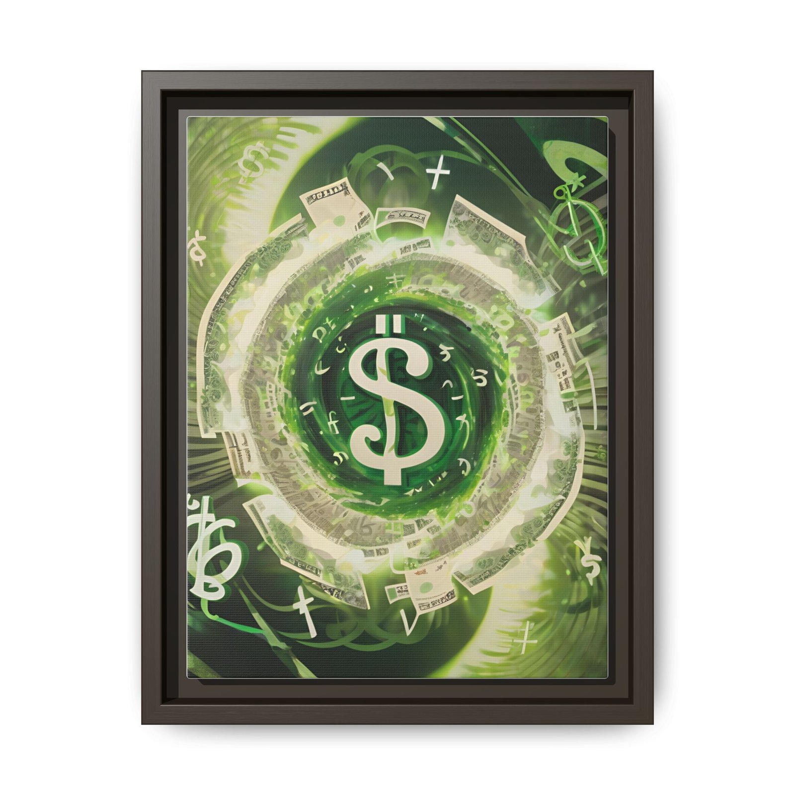 IS_ Green Money Symbol Matte Canvas FRAMED 9x12" - Image 6