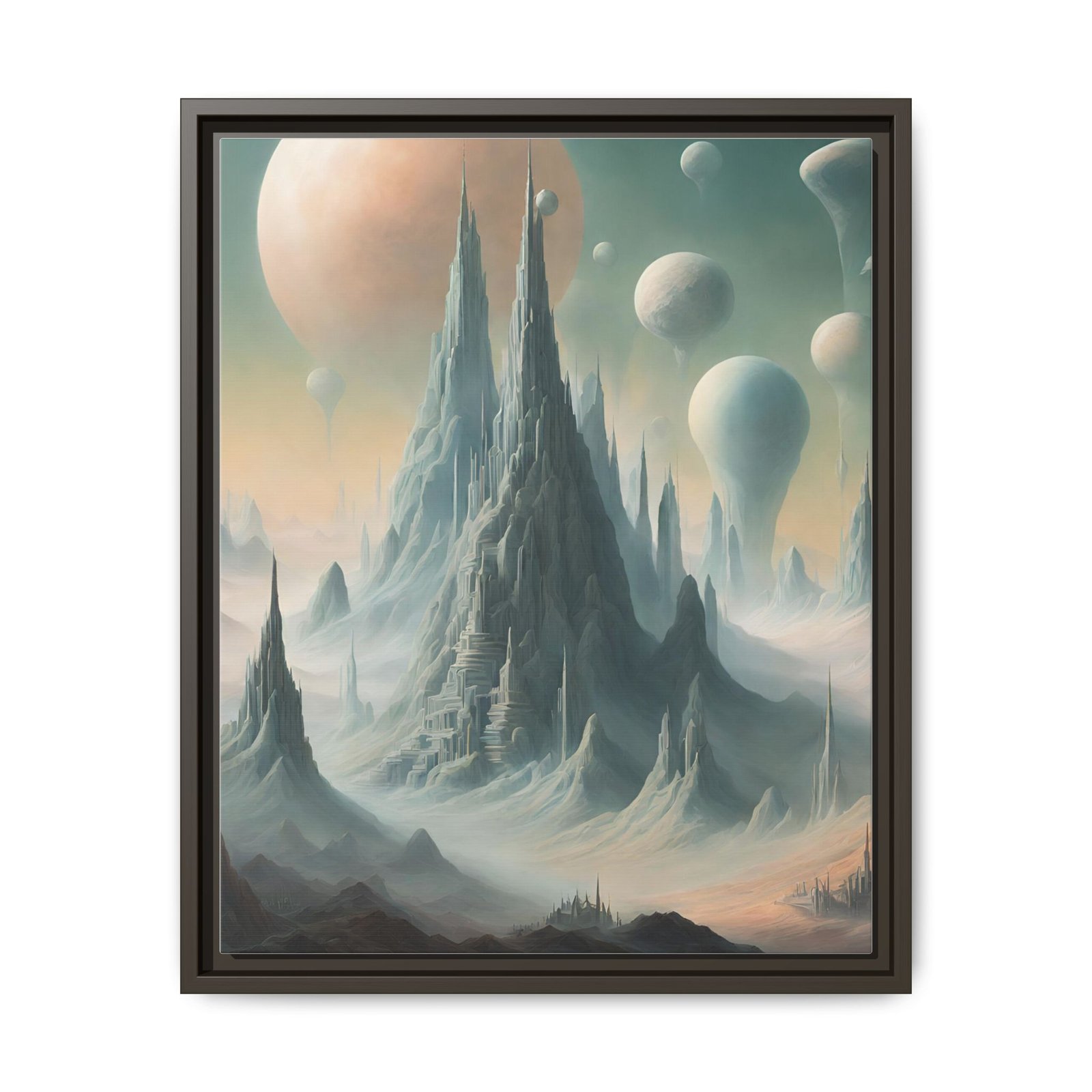 IS_0072 Surreal Alien Mountain Landscape Matte Canvas FRAMED 16x20" - Image 5