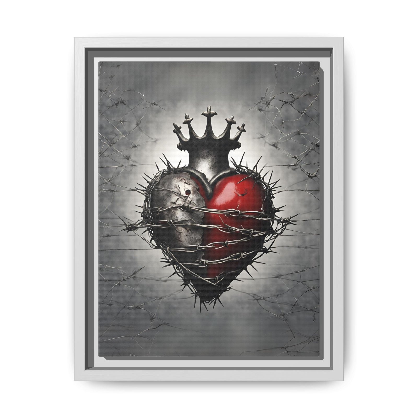 IS_1455 Gothic Crowned Heart Matte Canvas FRAMED 9x12" - Image 6