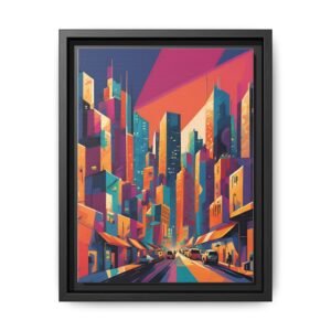 IS_3426  Retro Cityscape Matte Canvas FRAMED 9x12"