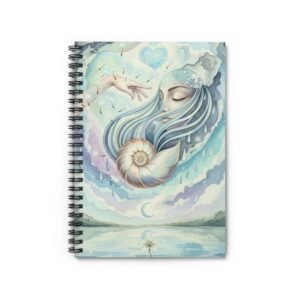 IS_6901 Sea Dream Spiral Notebook — Mermaid Shell Art Journal (Ruled)