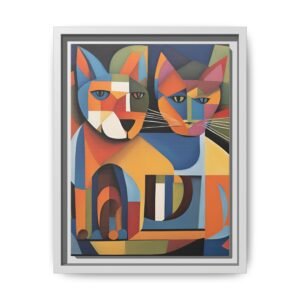 IS_3435 Abstract Cubisim Cat Dog  Matte Canvas Framed 9x12"