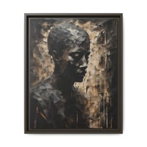 IS_3926 Abstract Textured Portrait in Warm Neutrals Matte Canvas FRAMED 16x20"