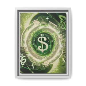 IS_ Green Money Symbol Matte Canvas FRAMED 9x12"