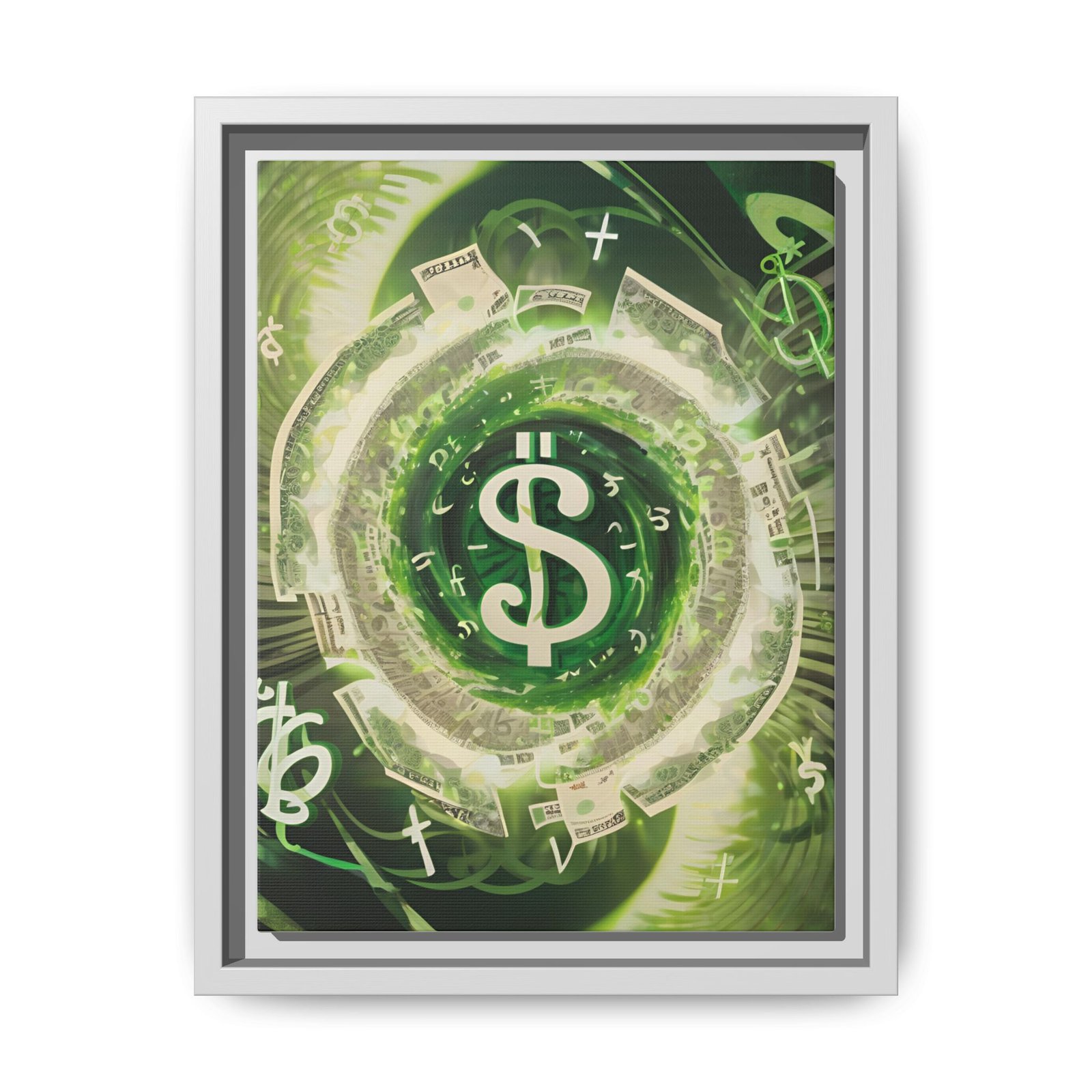 IS_ Green Money Symbol Matte Canvas FRAMED 9x12"