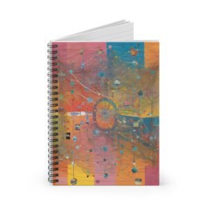 IS_3372 Abstract Color Grid Spiral Notebook — Vibrant Cosmic Doodles Ruled Journal