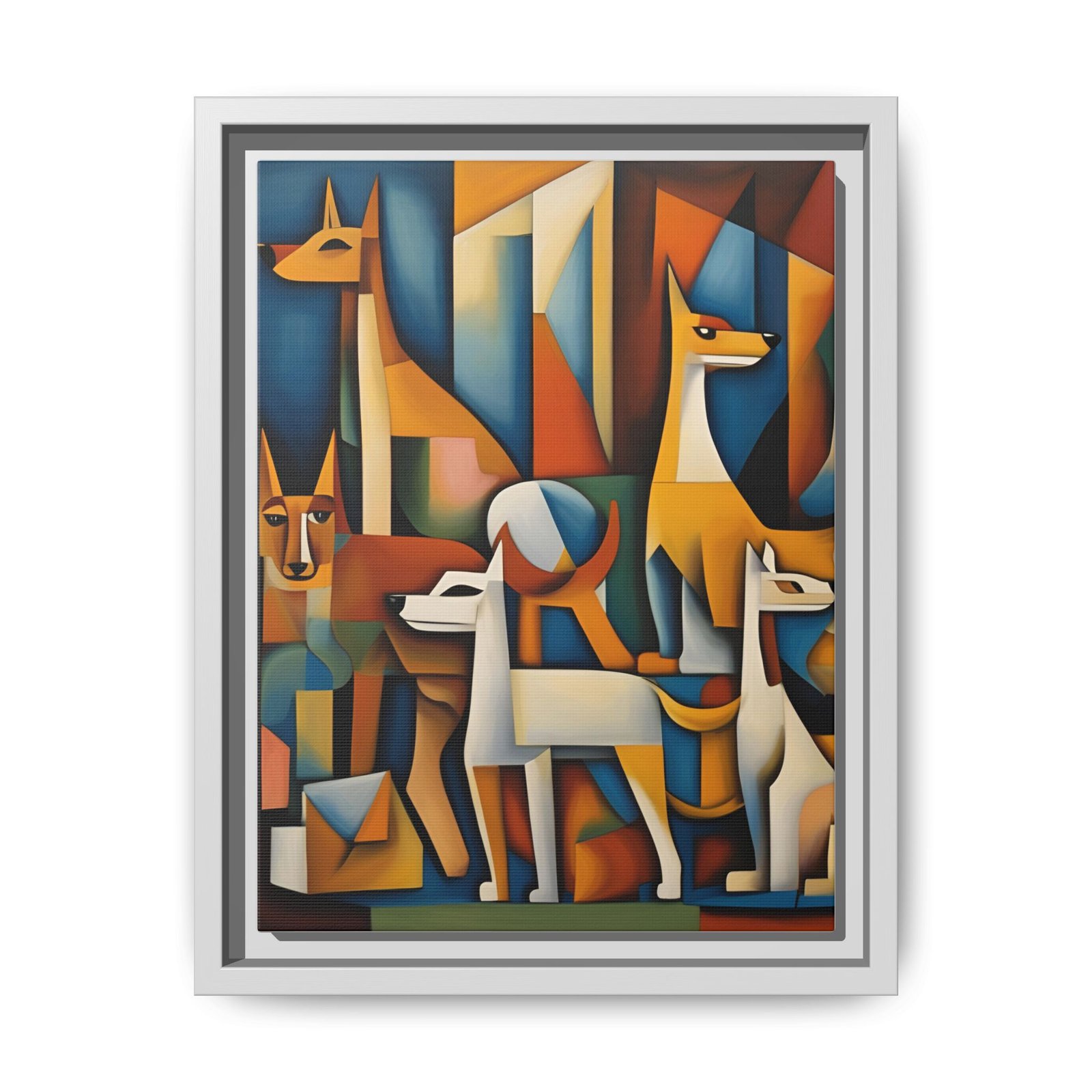 IS_3439 Cubist Dogs Matte Canvas FRAMED 9x12" - Image 3