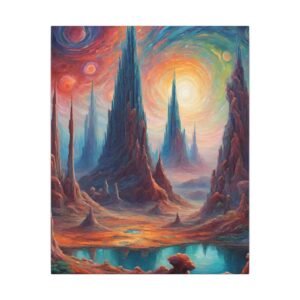 IS_100 Surreal Alien Planet Fantasy Landscape Matte Canvas 16x20"
