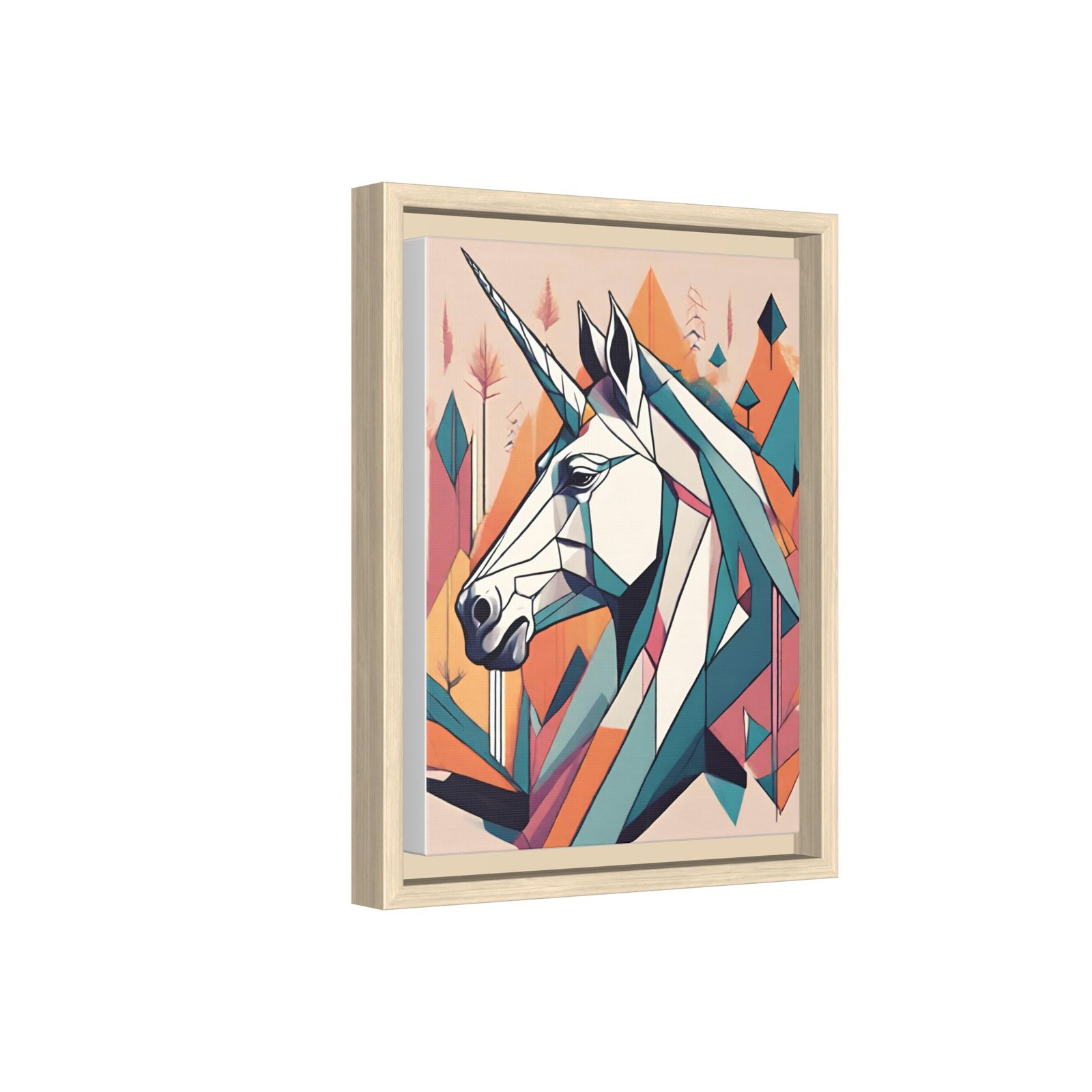 IS_1299 Geometric Unicorn Matte Canvas FRAMED 9x12" - Image 5