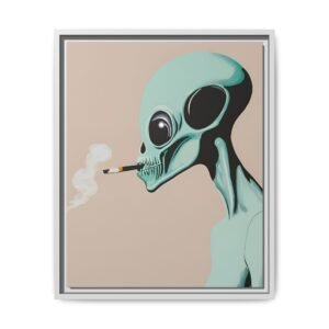 IS_4418 Smoking Alien Matte Canvas FRAMED 16x20"