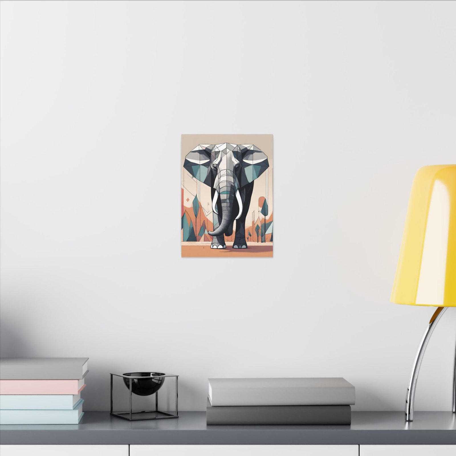 IS_0116 Geometric Elephant Matte Canvas 9x12" - Image 3