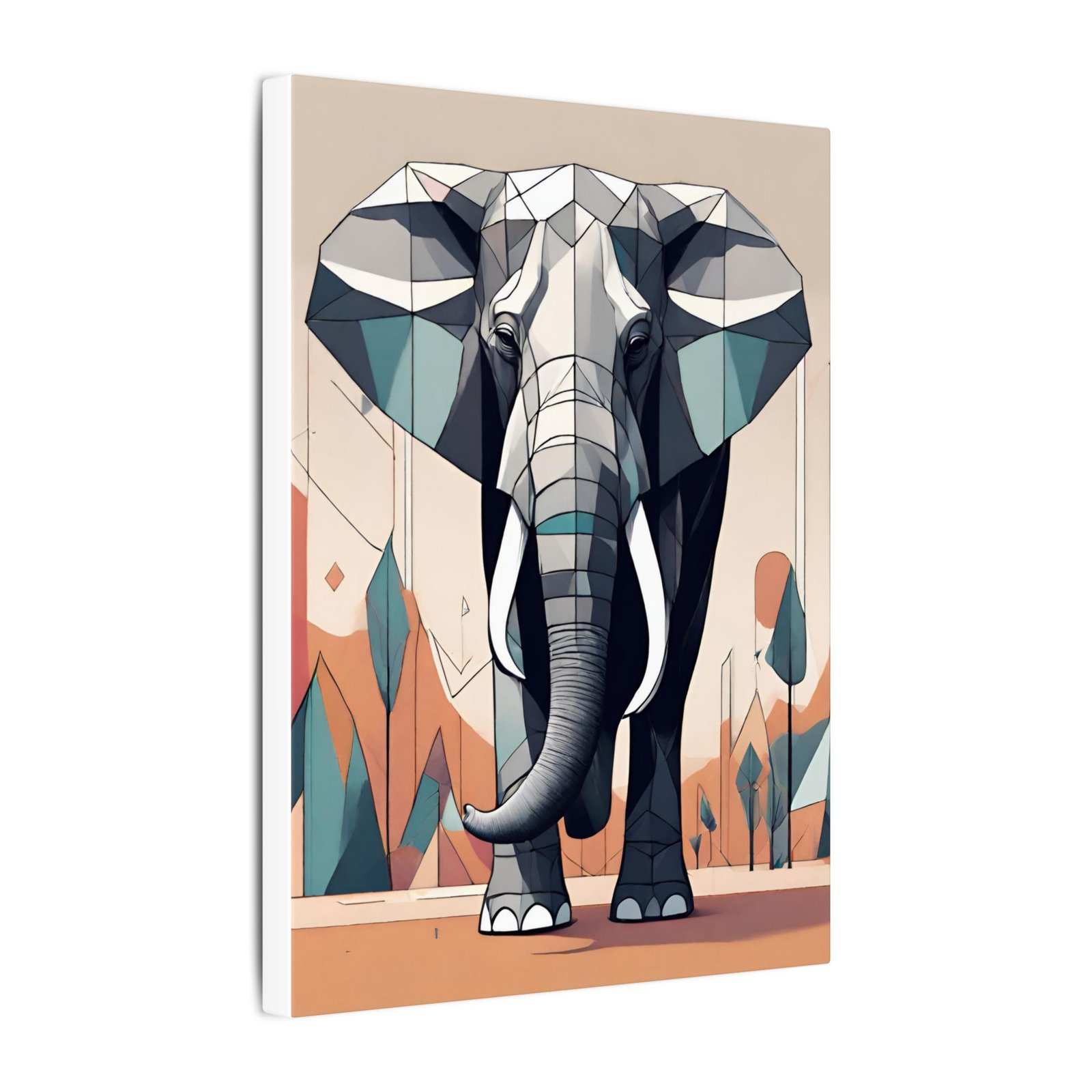 IS_0116 Geometric Elephant Matte Canvas 9x12" - Image 4