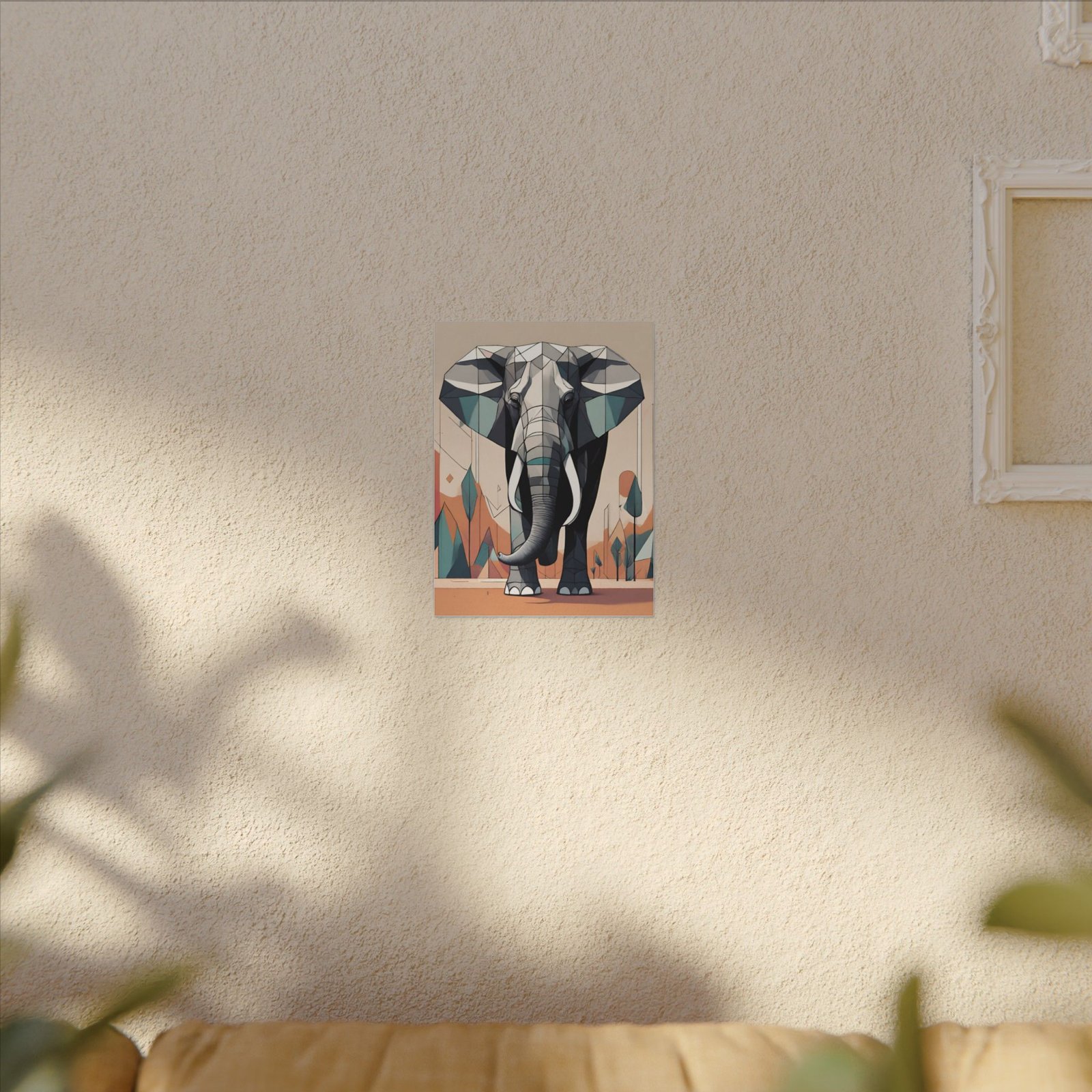 IS_0116 Geometric Elephant Matte Canvas 9x12" - Image 2