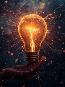 imagine creativity as a lightning strike of inspiration