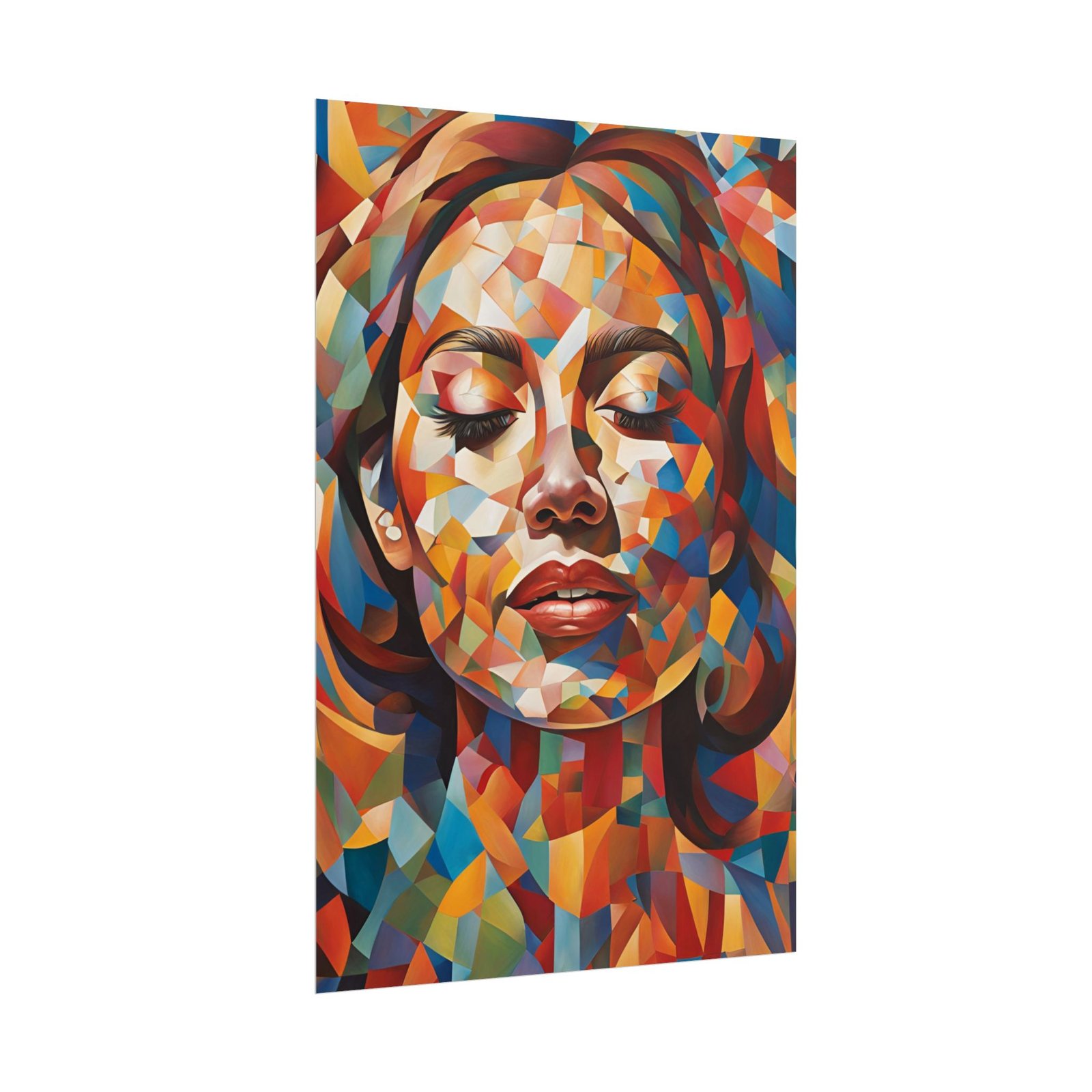 IS_3925 Vibrant Geometric Art Rolled Poster - Colorful Abstract Female Portrait - Image 4