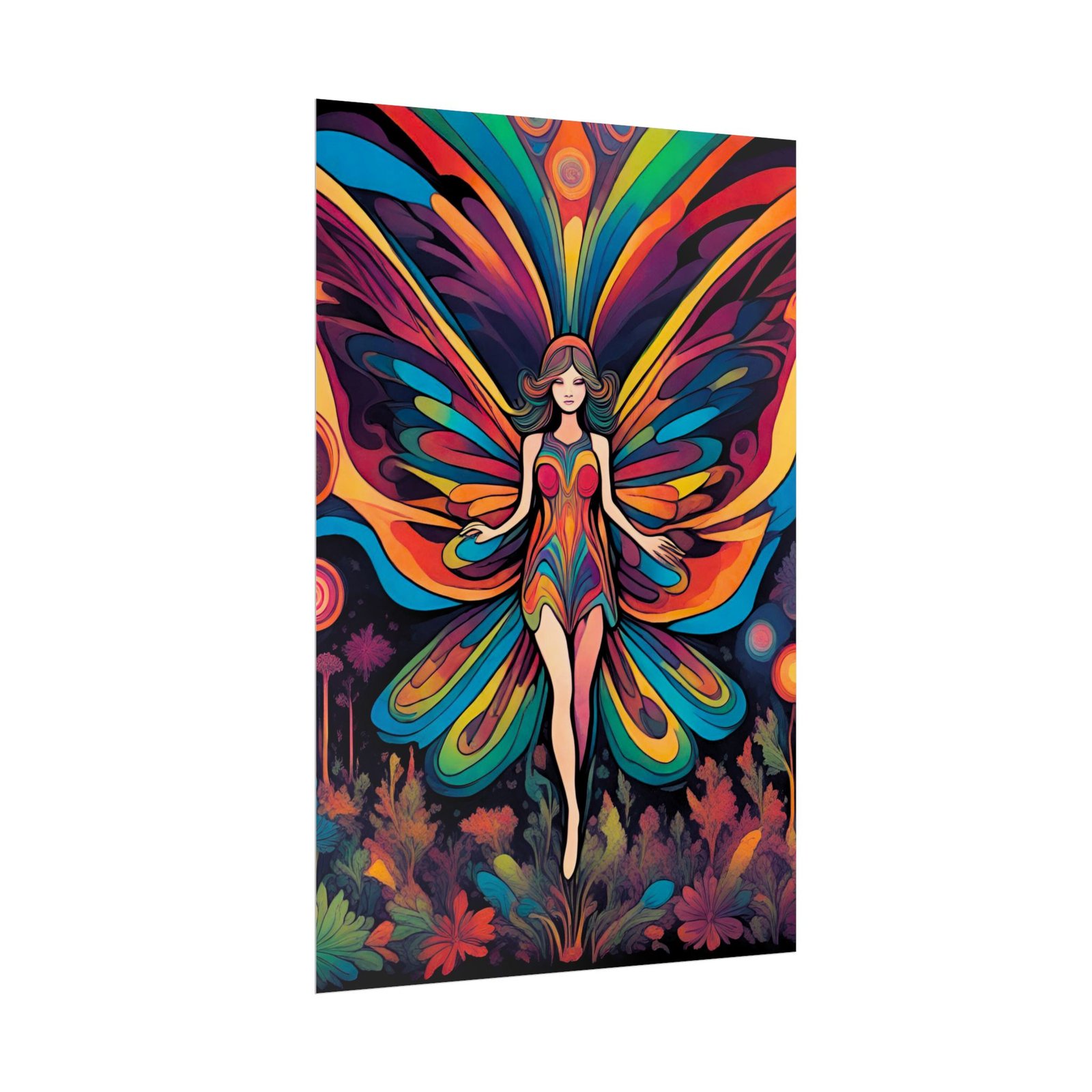 IS_6561 Psychedelic Butterfly Fairy Rolled Poster — Rainbow Boho Wall Art - Image 3