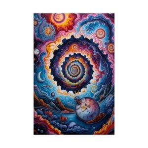 IS_6623 Psychedelic Spiral Rolled Poster — Surreal Cosmic Clock Art Print