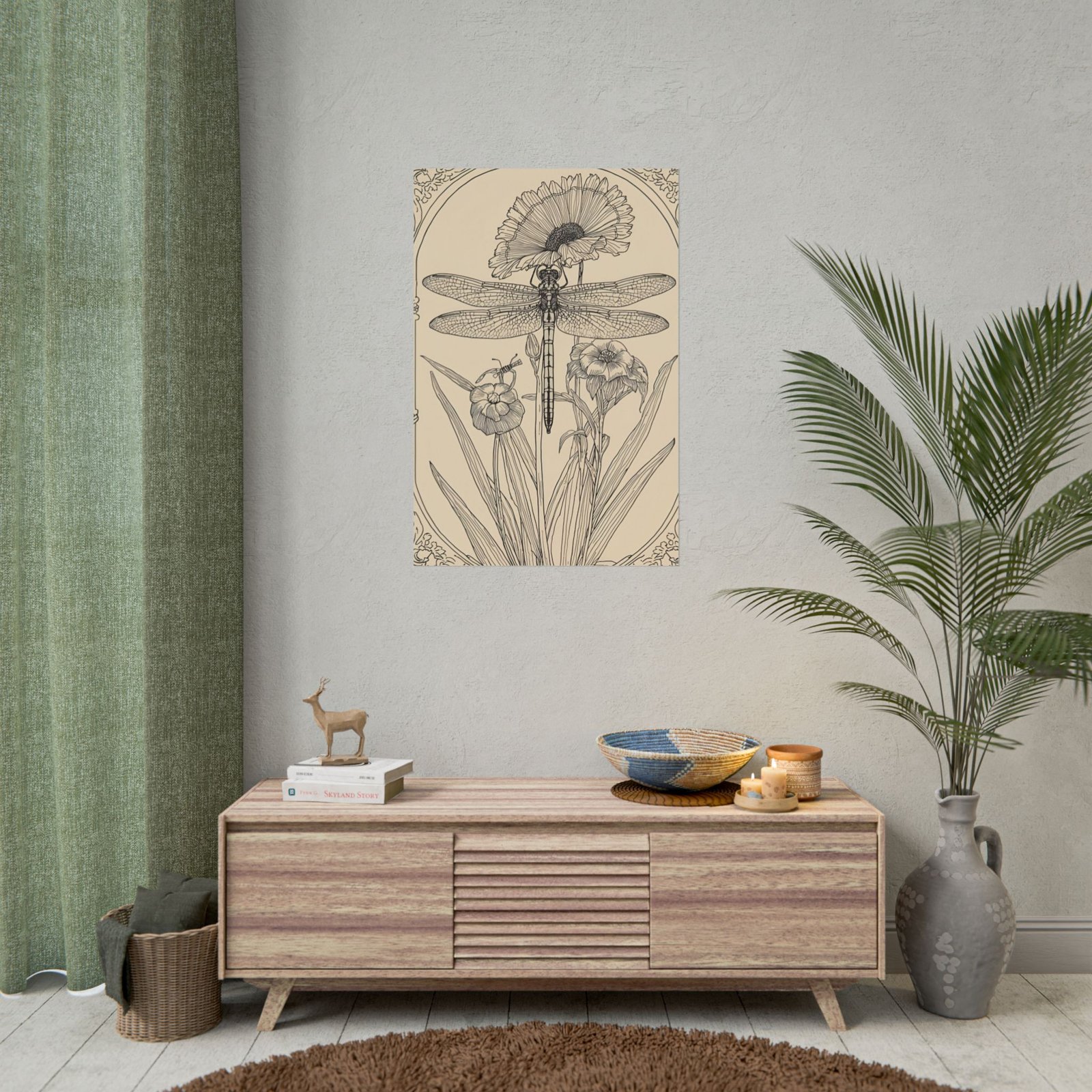 Botanical Dragonfly Vintage Rolled Poster - Image 4