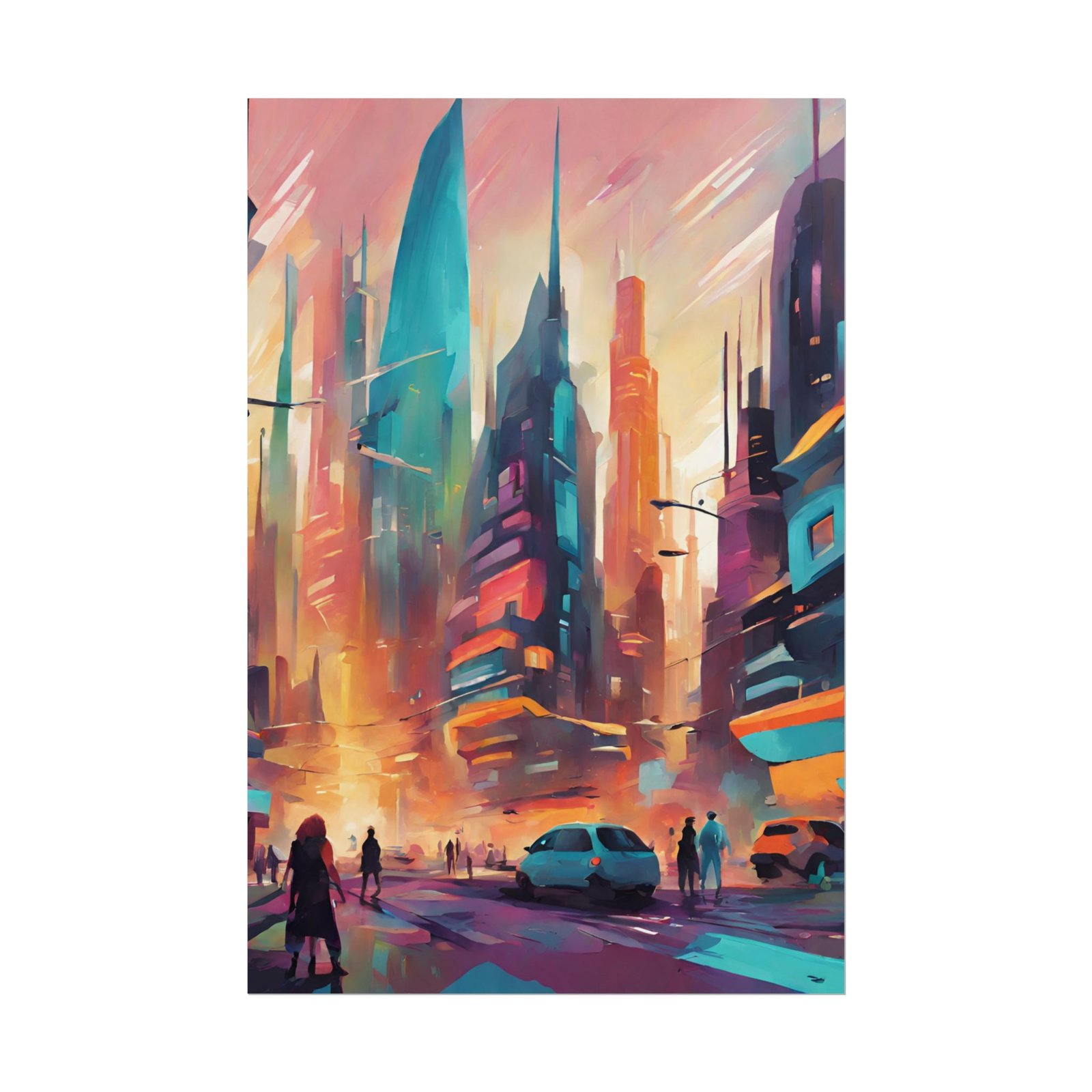 Futuristic Urban Cityscape Rolled Posters