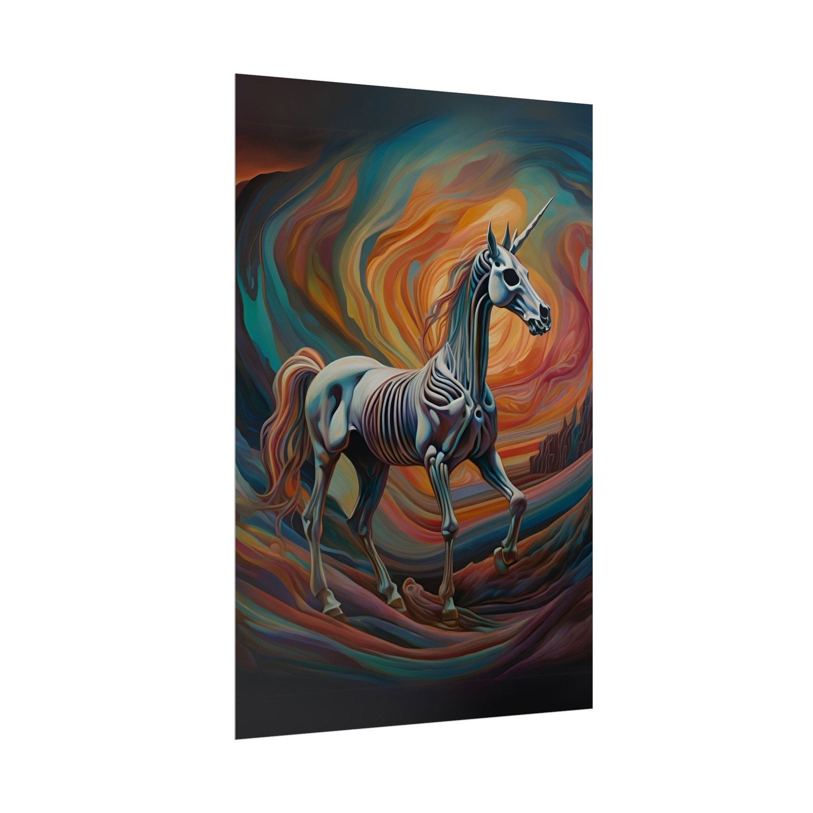 Surreal Unicorn Skeleton Fantasy Poster - Image 3