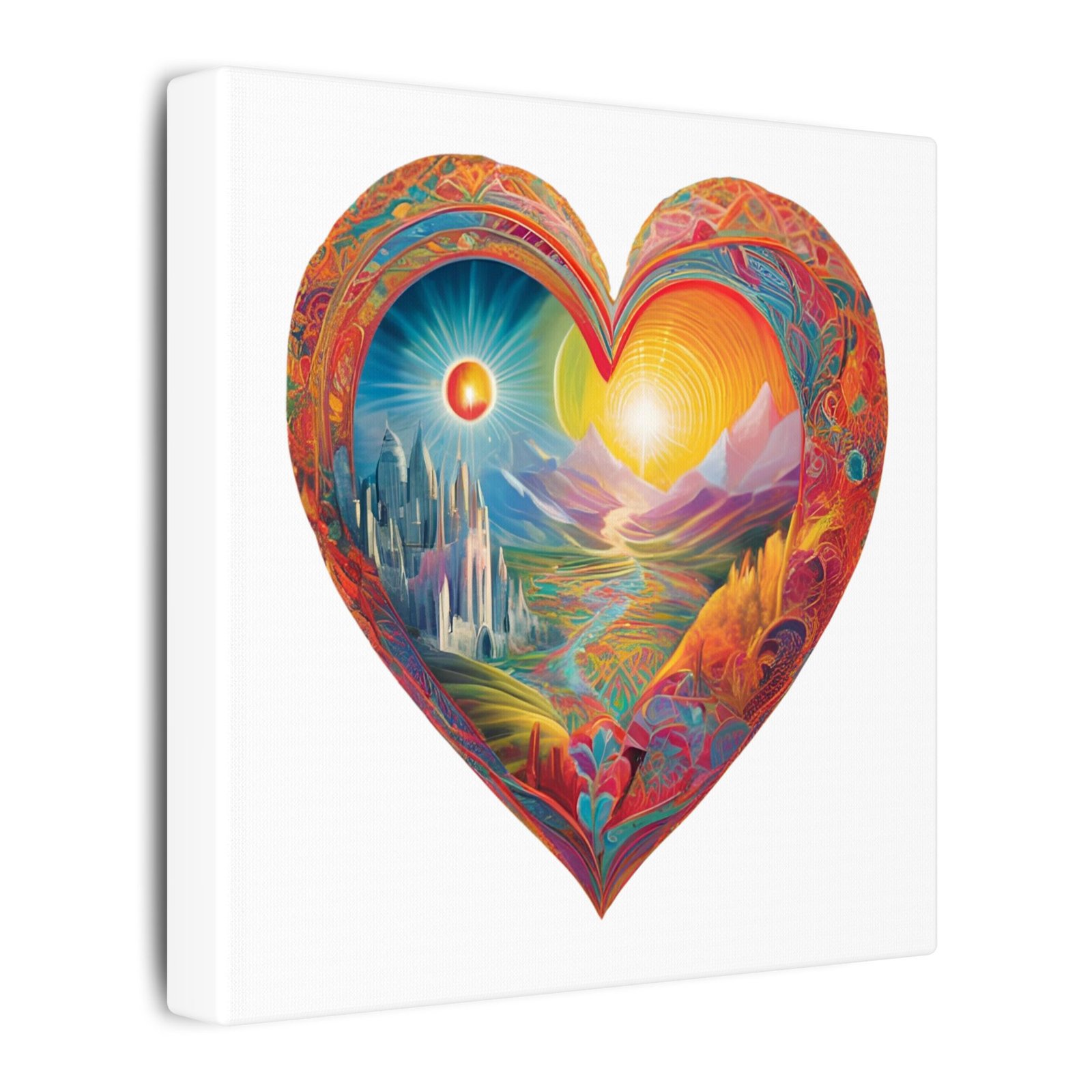 IS_4173 Heartscape Matte Canvas Wall Art — Vibrant Heart Landscape Print - Image 2