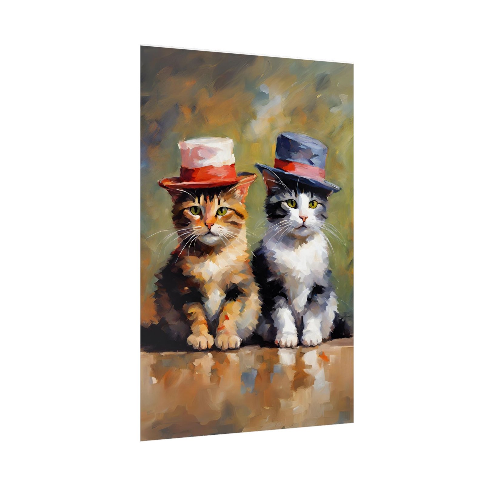 IS_639 Charming Cat Duo Rolled Poster - Vibrant Art for Cat Lovers - Image 3