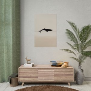 IS_4422 Whale Silhouette Art Print - Minimalist Rolled Poster for Nautical Decor