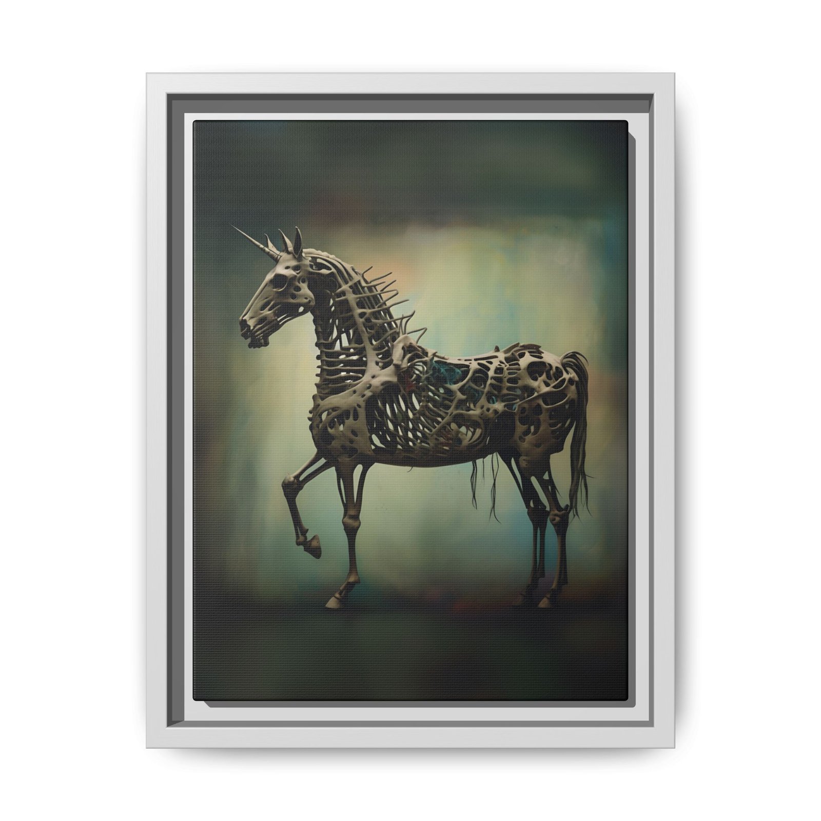 Steampunk Unicorn Skeleton Canvas FRAMED 9x12" - Image 6
