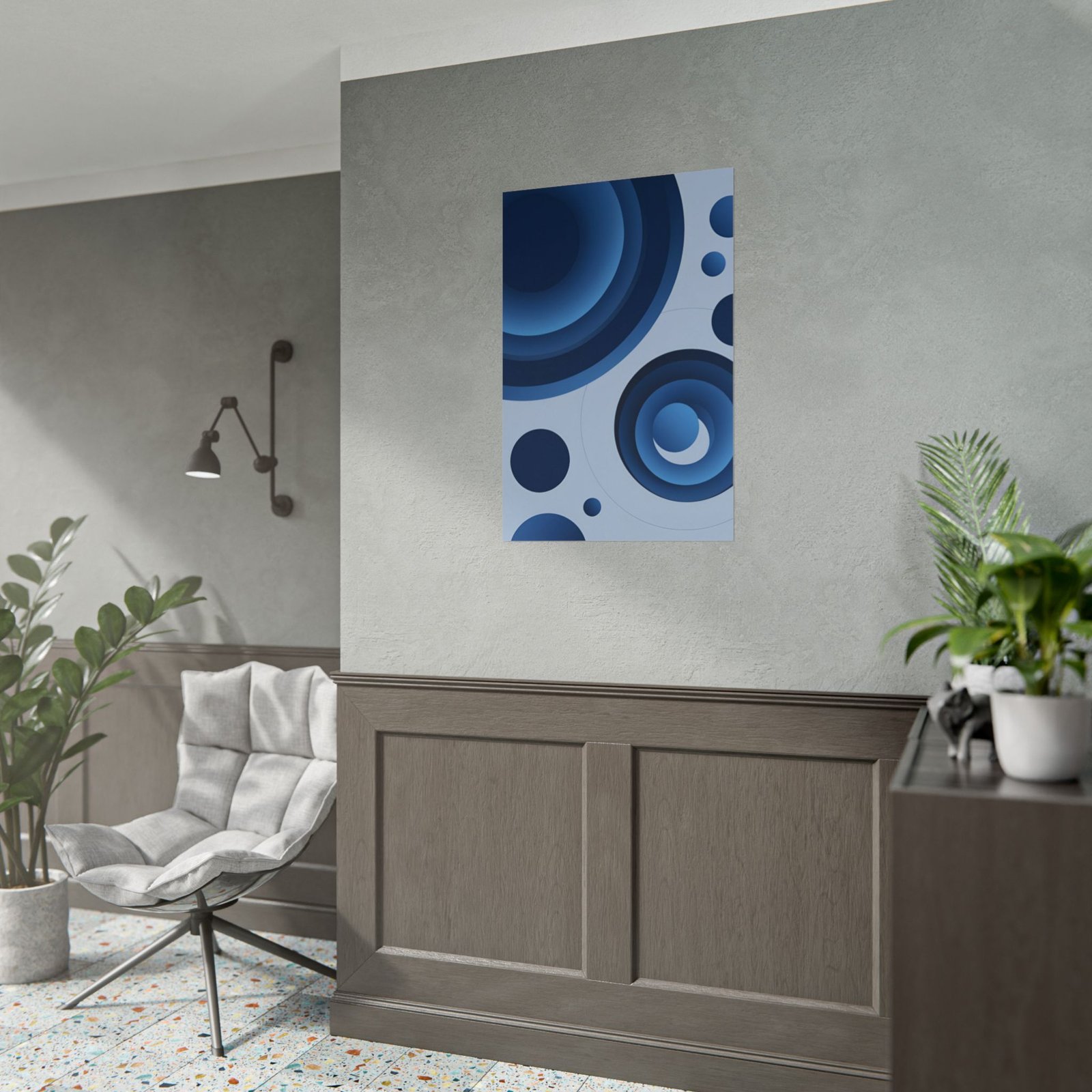 Suprematism Abstract Blue Circles Rolled Art Poster - Image 4