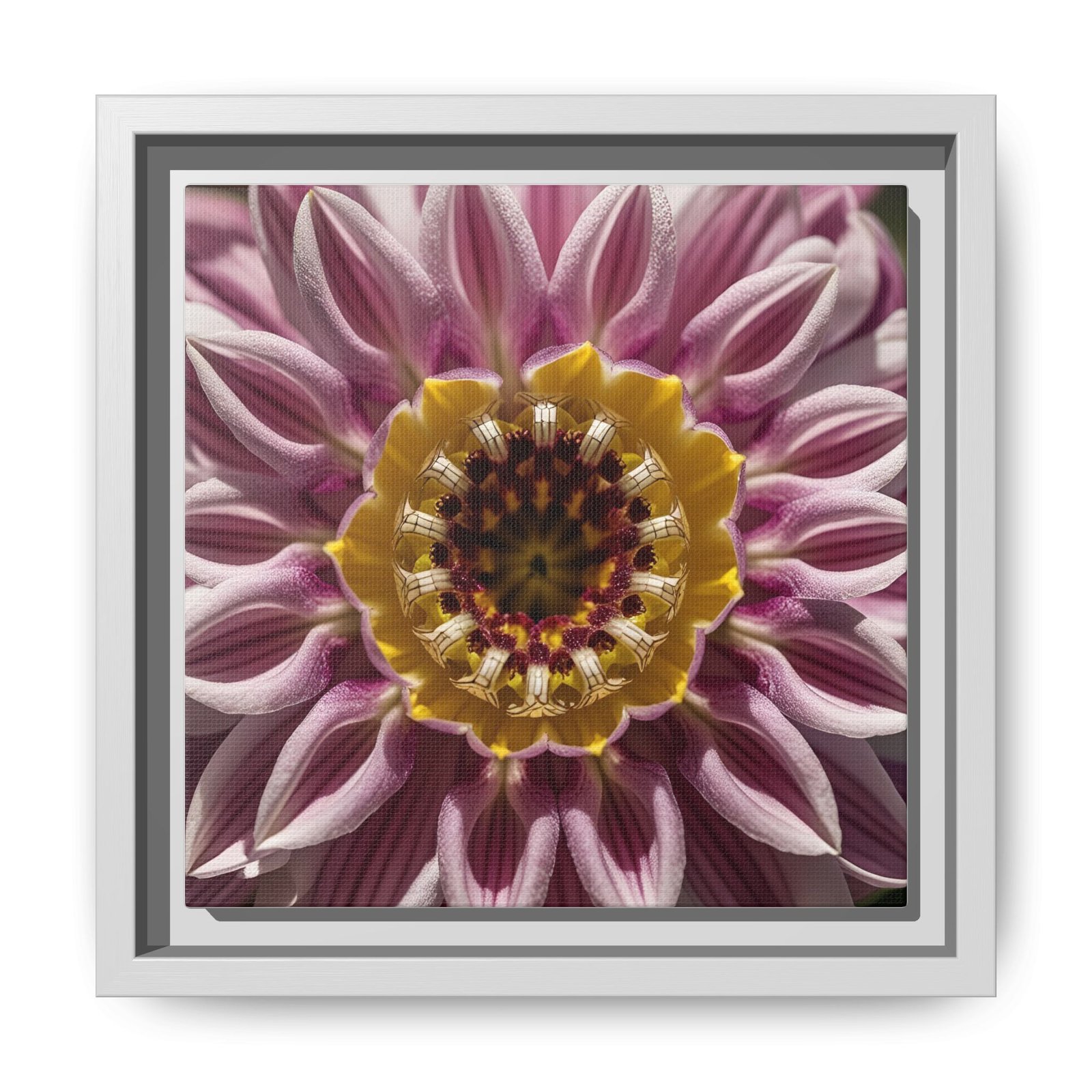 IS_4860 Framed Kaleidoscope Flower Matte Canvas Wall Art — Pink & Yellow Floral Mandala Print - Image 7