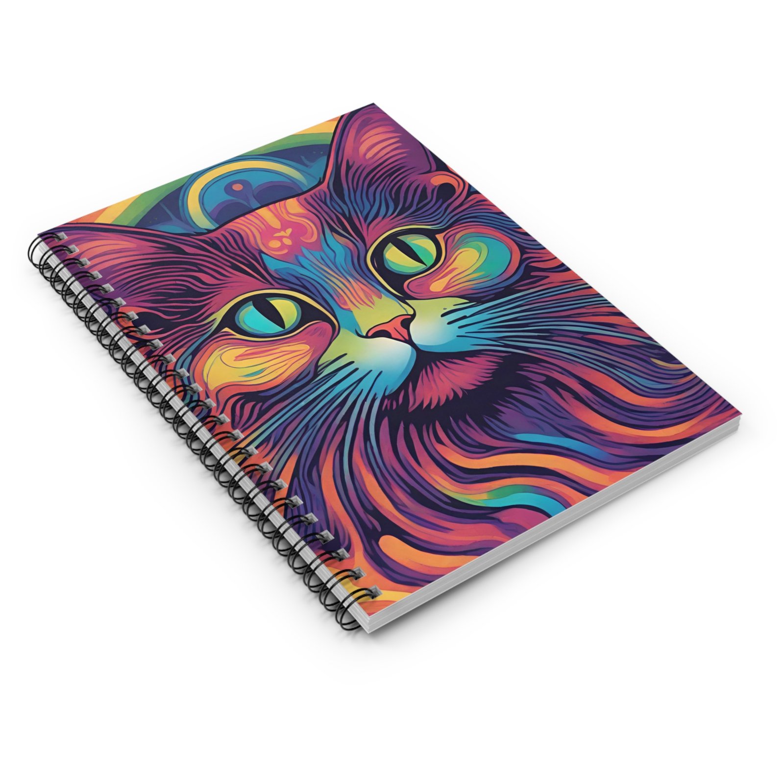 IS_1293 Psychedelic Cat Spiral Notebook - Image 3