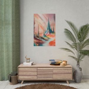 IS_0141 Vibrant Abstract Landscape Rolled Poster - Dreamy Art for Home Decor
