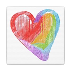 IS_3311 Rainbow Heart Matte Canvas Wall Art – Colorful Drip Heart Stretched Canvas