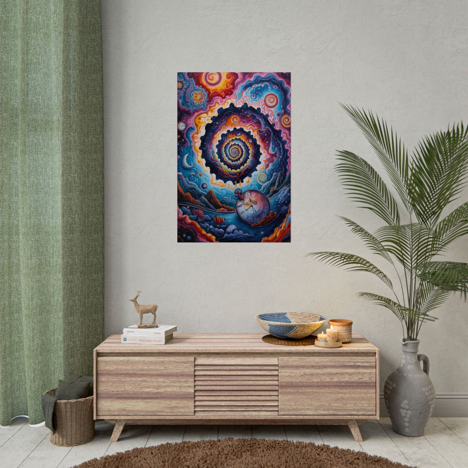 IS_6623 Psychedelic Spiral Rolled Poster — Surreal Cosmic Clock Art Print - Image 3