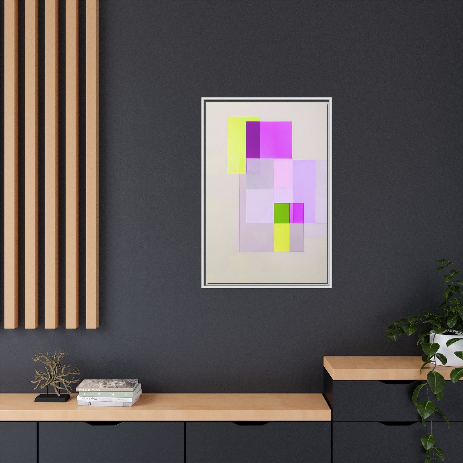 Suprematism Abstract Neon Pastel Squares Geometric FRAMED 24x36" - Image 8