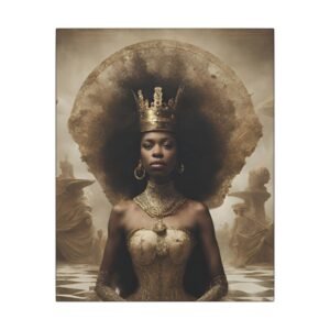 Black Celestial Queen Crowned Portrait Canvas 16x20"