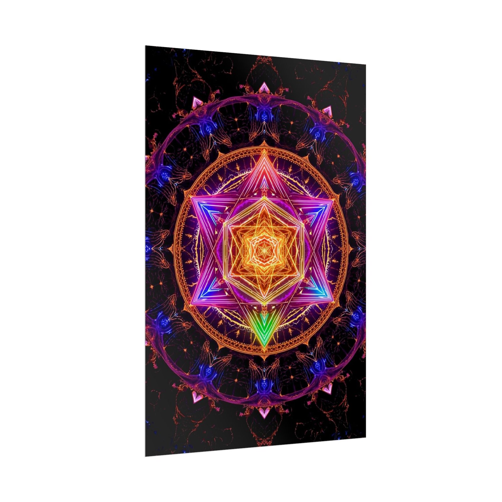 IS_6610 Sacred Geometry Rolled Poster — Neon Metatron Star Wall Art - Image 2